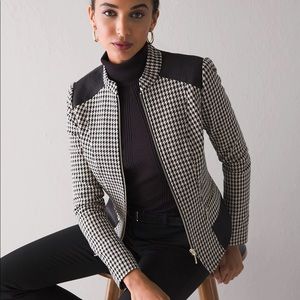 White House Black Market Houndstooth Jacket in Black and White